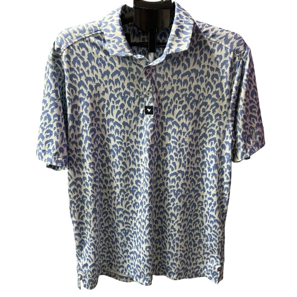 Bad Birdie Polo Shirt Mens XLarge Blue Spotted Golf Performance Stretch Top